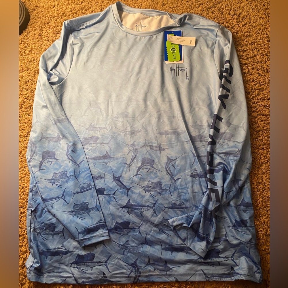 Guy Harvey Performance Long Sleeve Powder Blue size Large